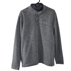 Eddie Bauer Radiator Fleece Snap Mock Pullover Mens XL Gray Sweater 1326578